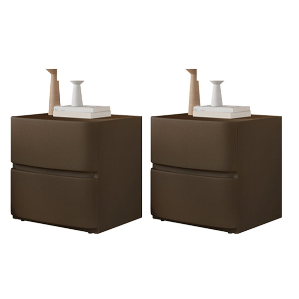 Faux Leather Upholstery Kids Bedside Table Modern Nightstand with 2 Drawers