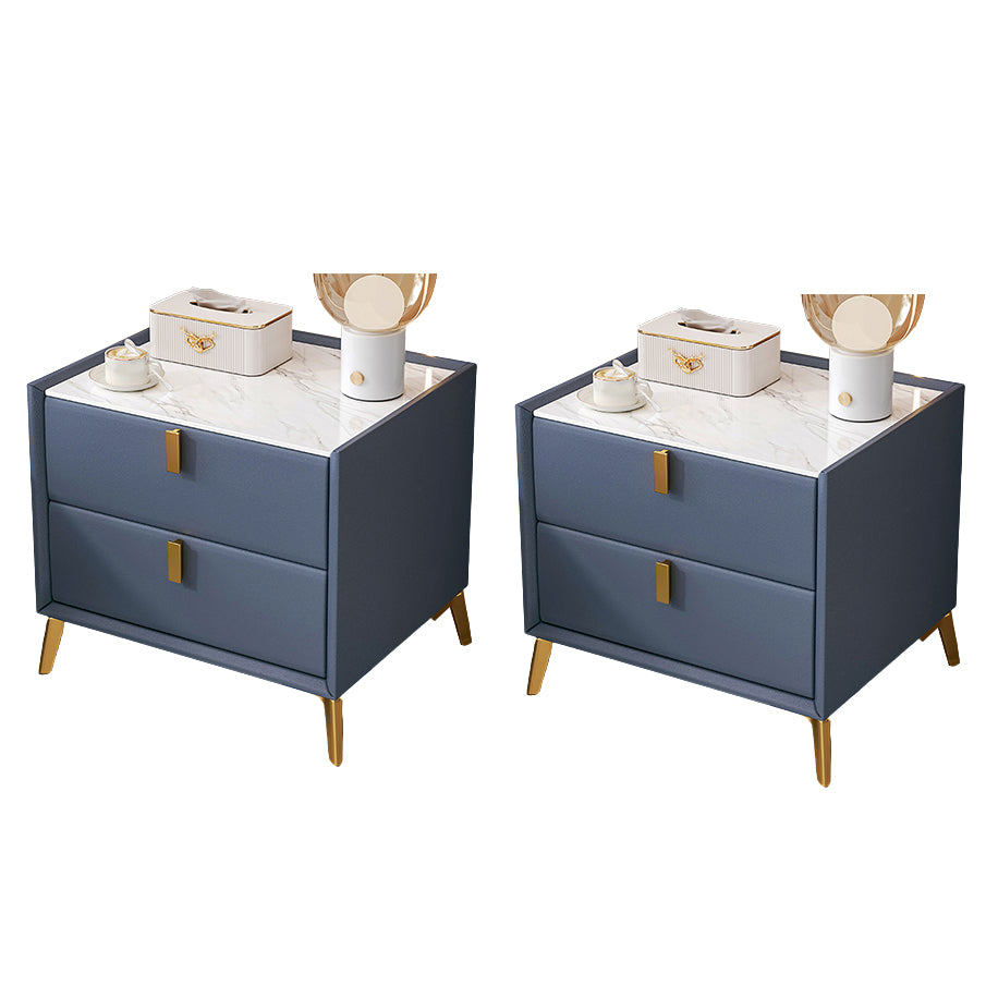 Sintered Stone Top Kids Bedside Table Modern Pine Wood Nightstand with Drawers