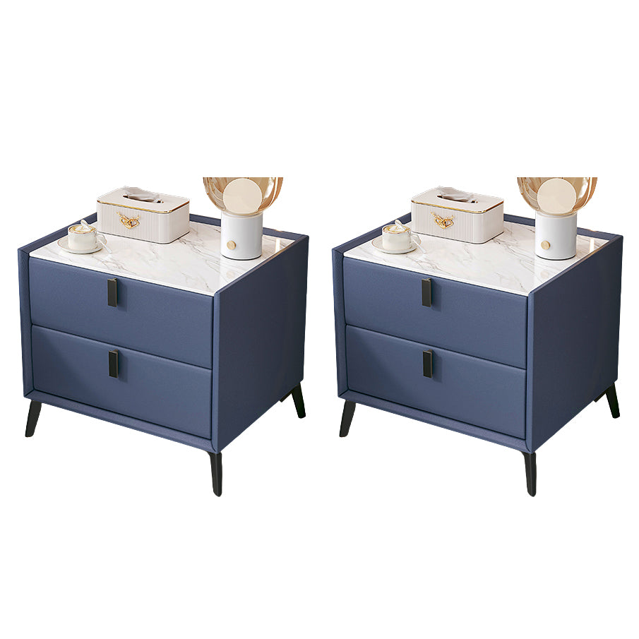 Sintered Stone Top Kids Bedside Table Modern Pine Wood Nightstand with Drawers