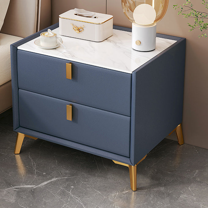 Sintered Stone Top Kids Bedside Table Modern Pine Wood Nightstand with Drawers