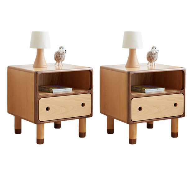 Contemporary Kids Bedside Table Beech Kids Nightstand with Drawers