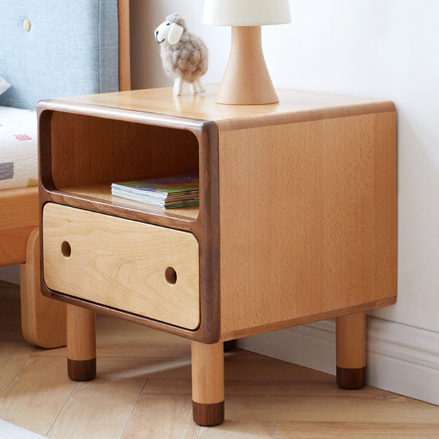 Contemporary Kids Bedside Table Beech Kids Nightstand with Drawers