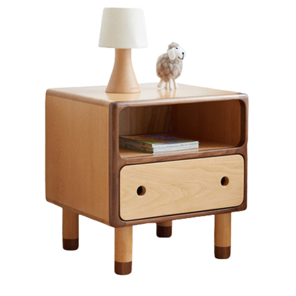 Contemporary Kids Bedside Table Beech Kids Nightstand with Drawers