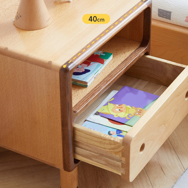 Contemporary Kids Bedside Table Beech Kids Nightstand with Drawers