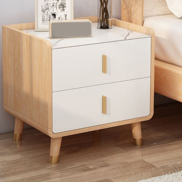 Modern Kids Bedside Table Slate Top Kids Nightstand with 2 Drawers