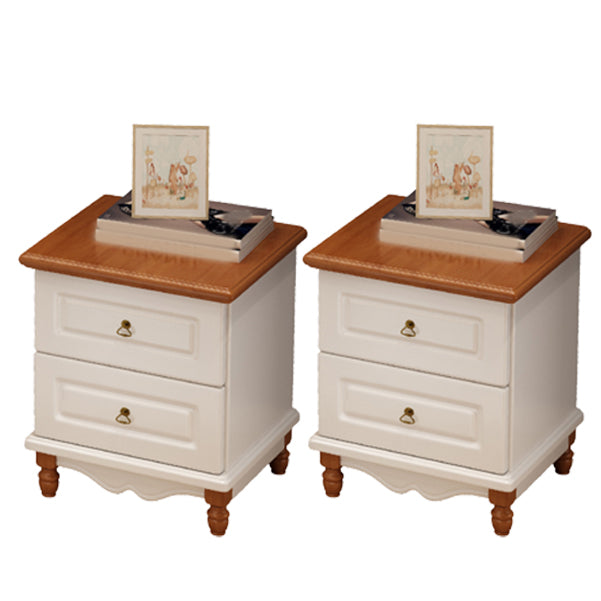 Rubber Wood Kids Bedside Table Modern Youth Nightstand with 2 Drawers