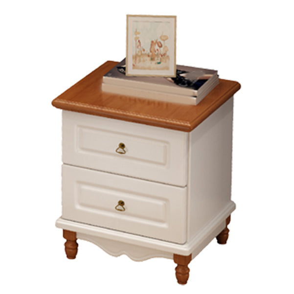 Rubber Wood Kids Bedside Table Modern Youth Nightstand with 2 Drawers