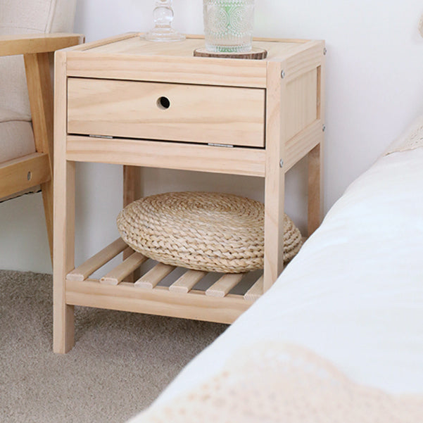 Modern Pine Kids Bedside Table Light Wood Nightstands with Drawers