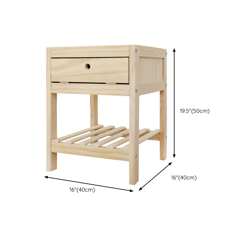 Modern Pine Kids Bedside Table Light Wood Nightstands with Drawers