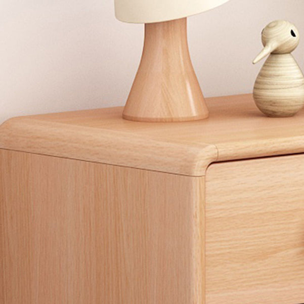 Modern Beech Kids Bedside Table Light Wood Nightstands with 2 Drawers