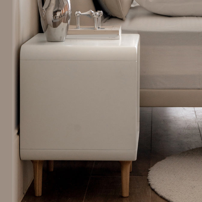 White Solid Wood Nightstands Neutral Bedside Table for Nursery