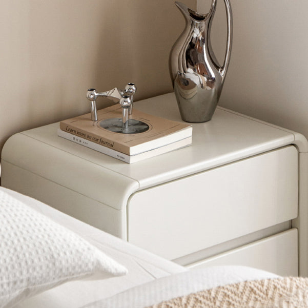 White Solid Wood Nightstands Neutral Bedside Table for Nursery