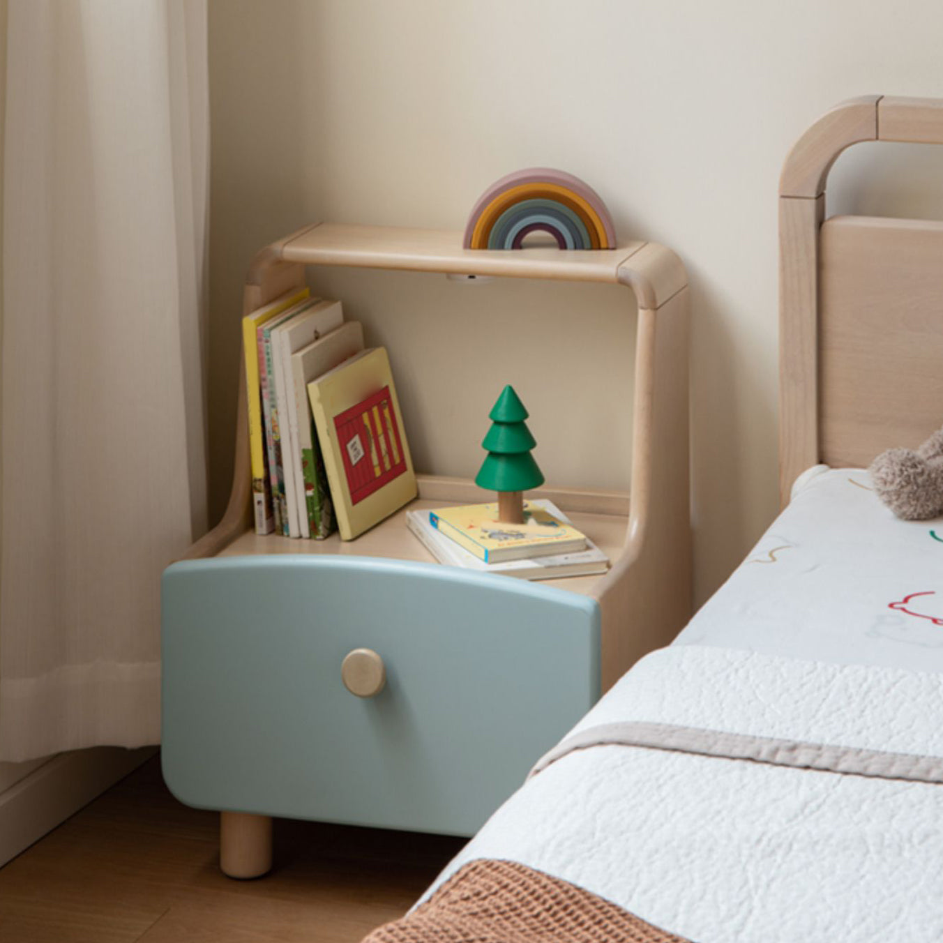 Solid Wood Bedside Table for Nursery Storage Bedside Table for Nursery