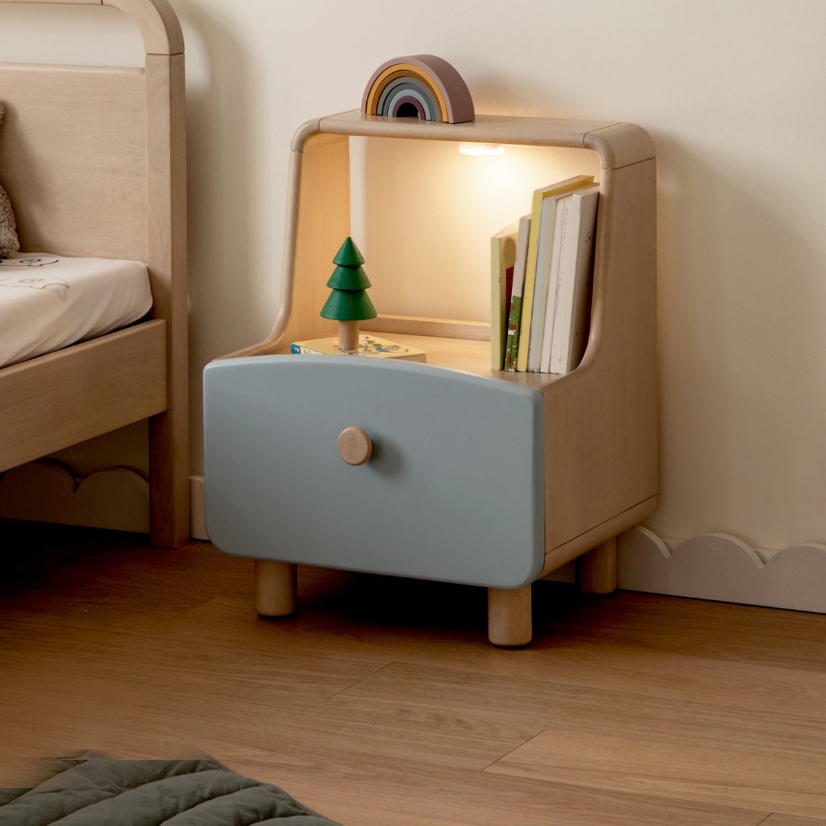 Solid Wood Bedside Table for Nursery Storage Bedside Table for Nursery