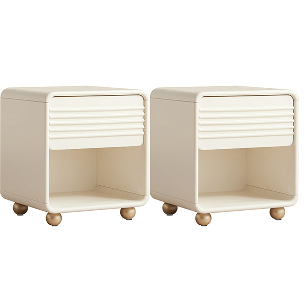 Rubber Wood Kids Bedside Table White Nursery Nightstand with Drawer