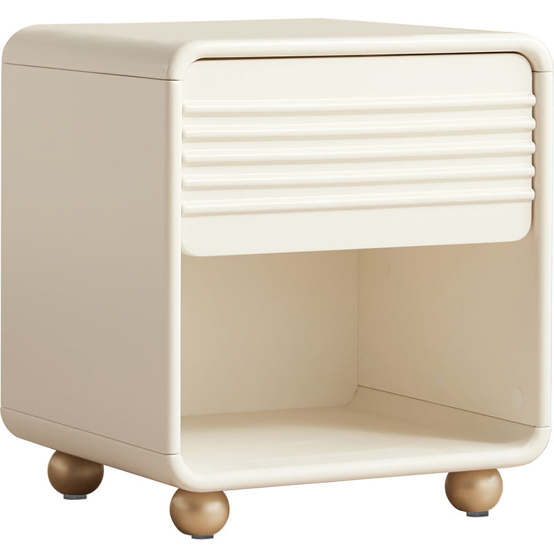 Rubber Wood Kids Bedside Table White Nursery Nightstand with Drawer