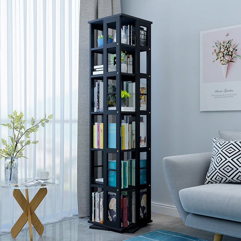 Contemporary Metal Book Shelf Freestanding Standard Bookcase in White/Black