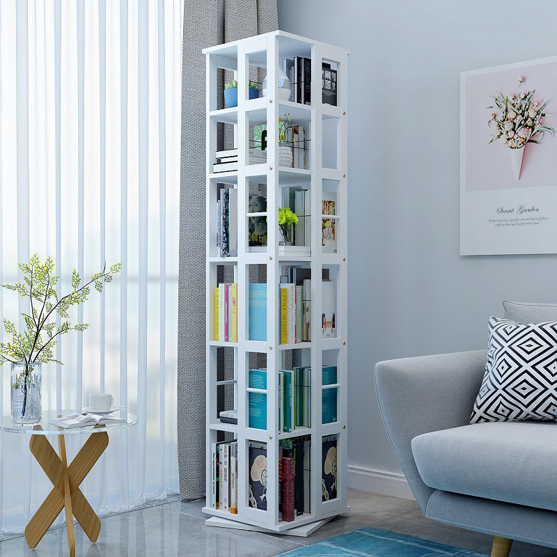 Contemporary Metal Book Shelf Freestanding Standard Bookcase in White/Black