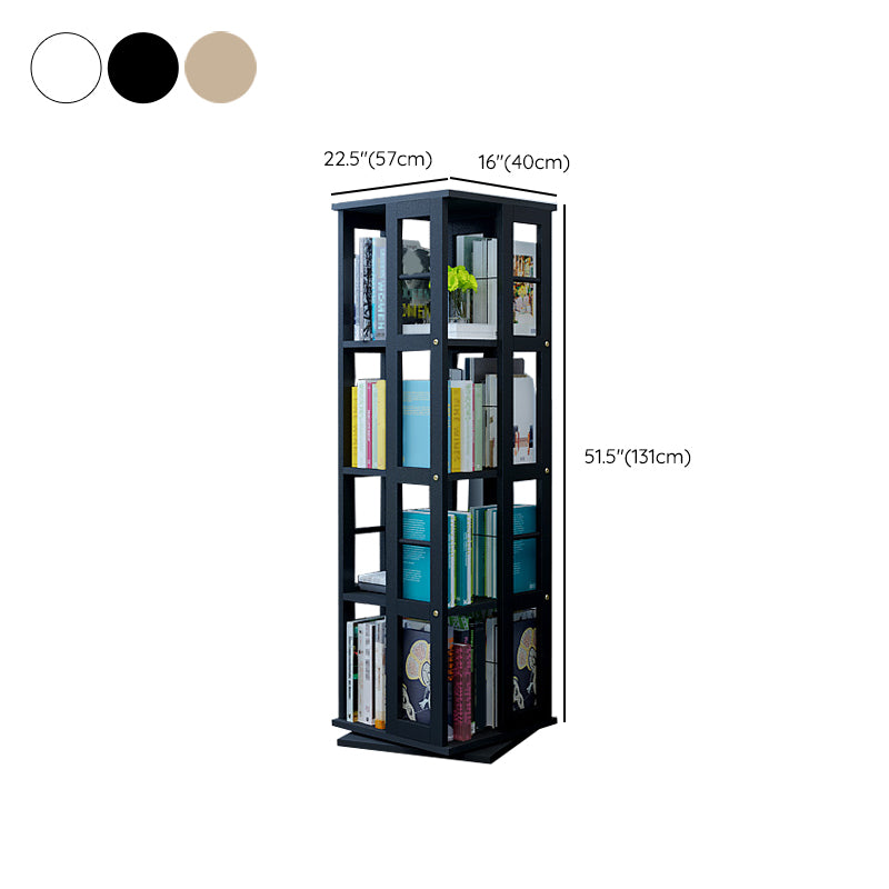 Contemporary Metal Book Shelf Freestanding Standard Bookcase in White/Black