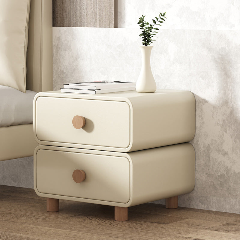 Modern Bed Nightstand Classic Leather Bedside Cabinet with Drawers