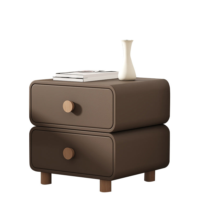 Modern Bed Nightstand Classic Leather Bedside Cabinet with Drawers