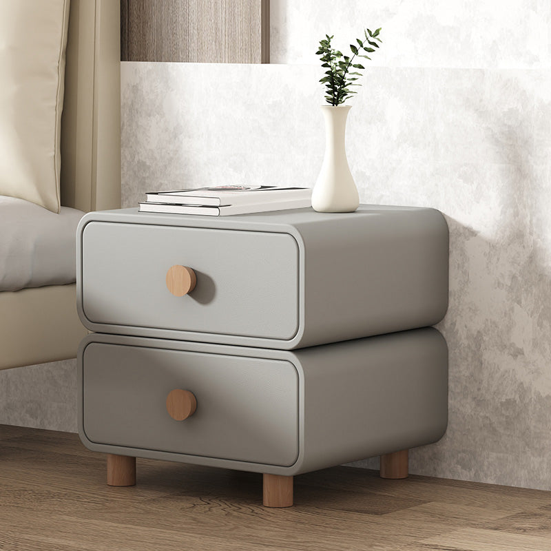 Modern Bed Nightstand Classic Leather Bedside Cabinet with Drawers