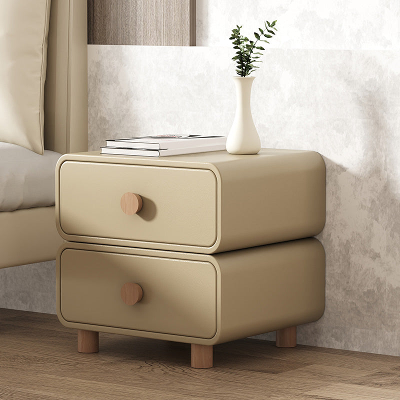 Modern Bed Nightstand Classic Leather Bedside Cabinet with Drawers