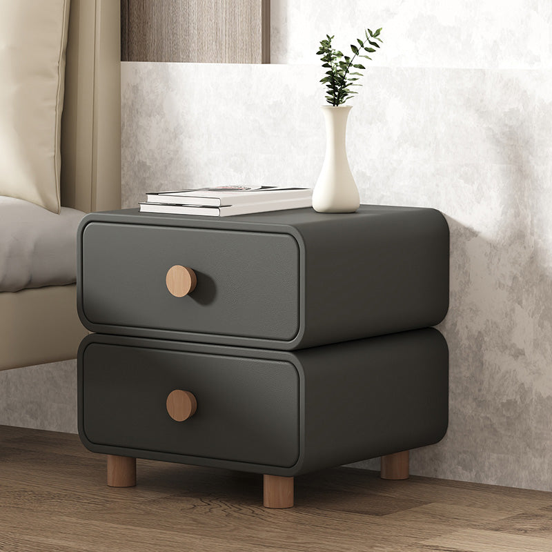 Modern Bed Nightstand Classic Leather Bedside Cabinet with Drawers