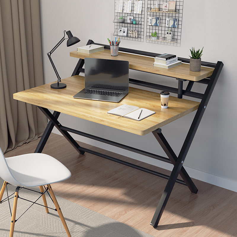 Folding Home Office Desk Contemporary Steel Trestle Base Writing Desk