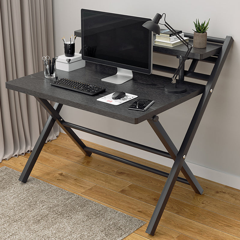 Folding Home Office Desk Contemporary Steel Trestle Base Writing Desk