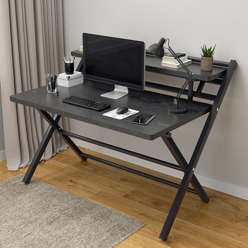 Folding Home Office Desk Contemporary Steel Trestle Base Writing Desk