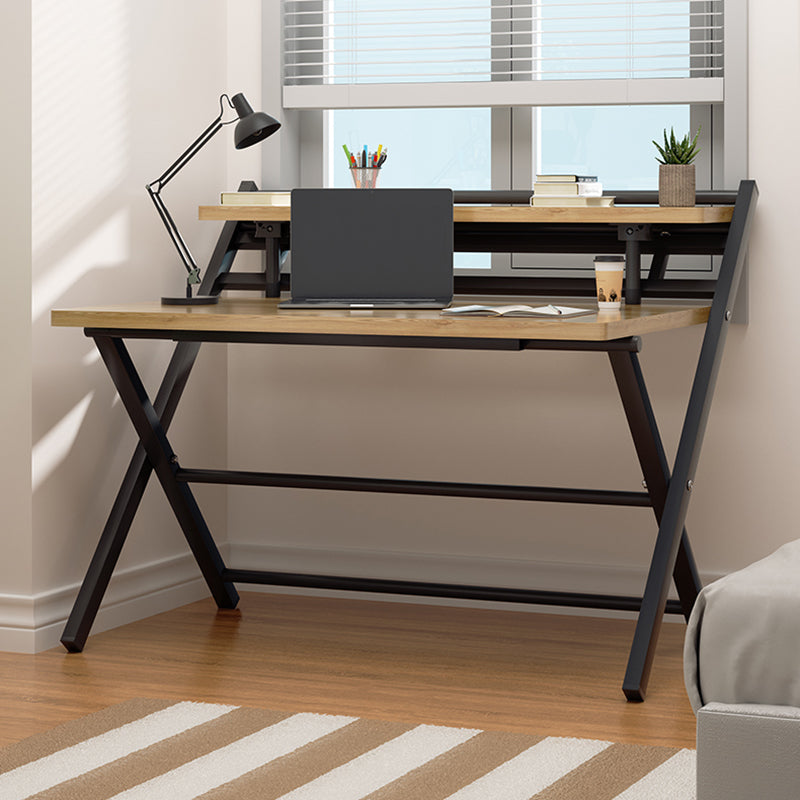 Folding Home Office Desk Contemporary Steel Trestle Base Writing Desk