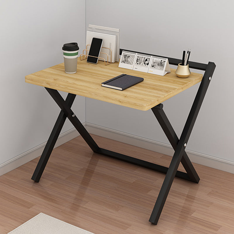 Folding Home Office Desk Contemporary Steel Trestle Base Writing Desk