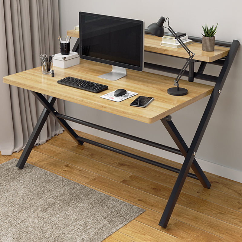 Folding Home Office Desk Contemporary Steel Trestle Base Writing Desk