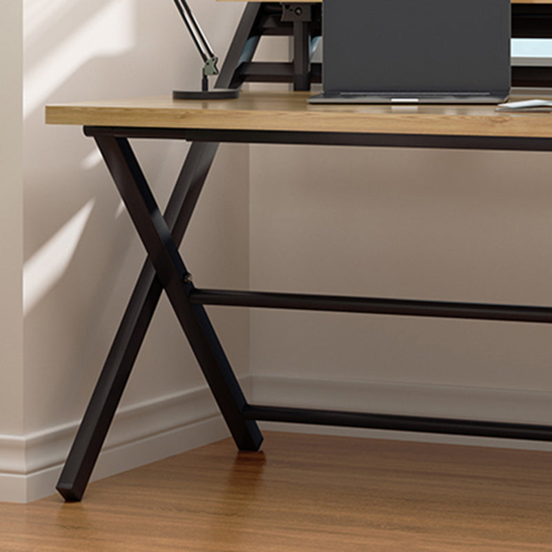 Folding Home Office Desk Contemporary Steel Trestle Base Writing Desk