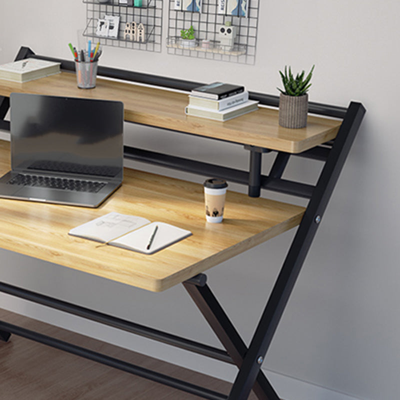 Folding Home Office Desk Contemporary Steel Trestle Base Writing Desk