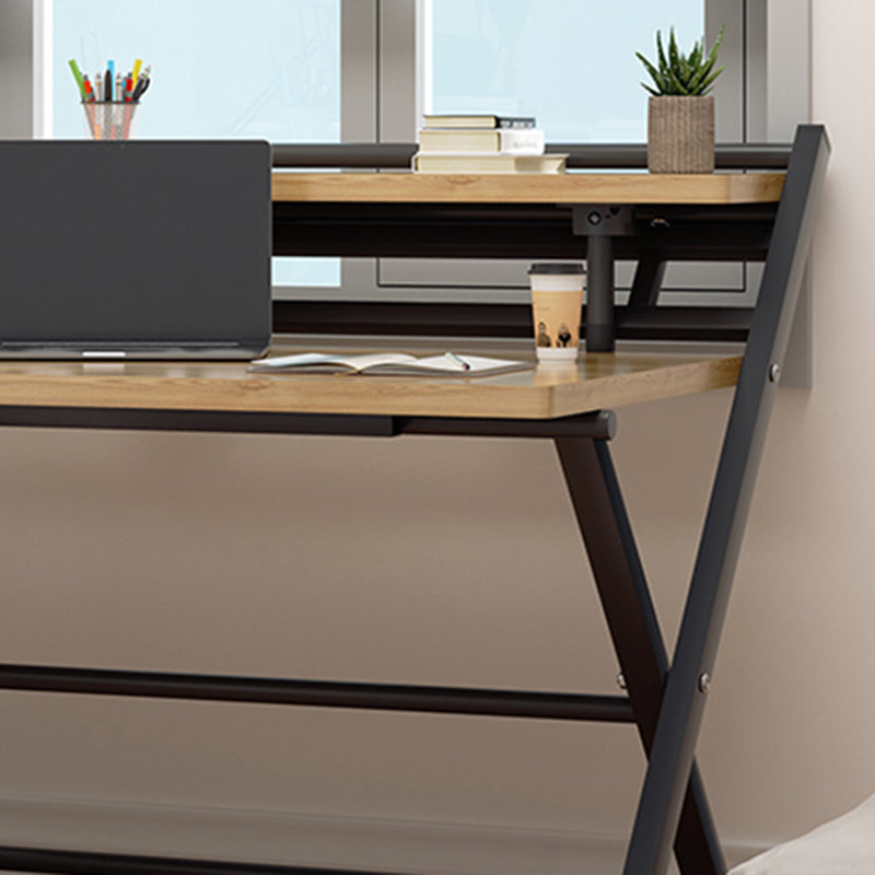 Folding Home Office Desk Contemporary Steel Trestle Base Writing Desk