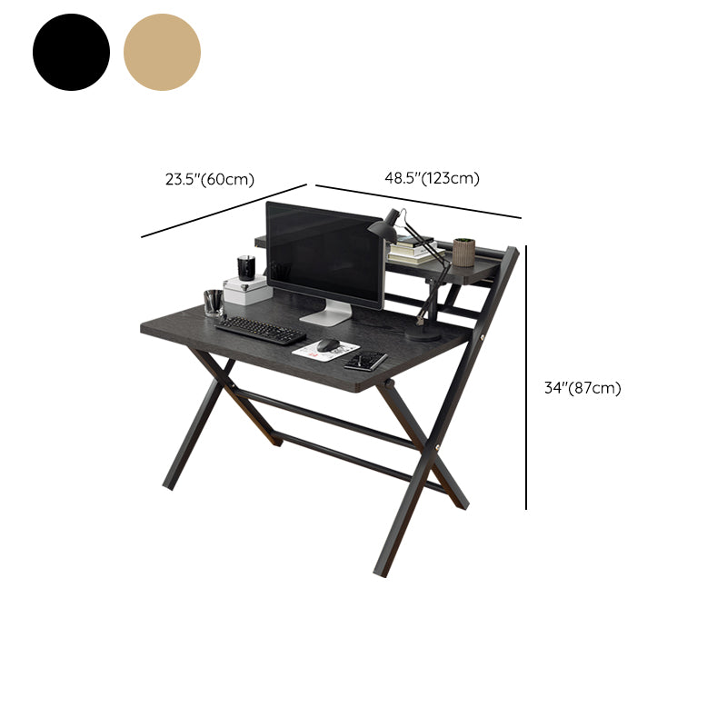 Folding Home Office Desk Contemporary Steel Trestle Base Writing Desk