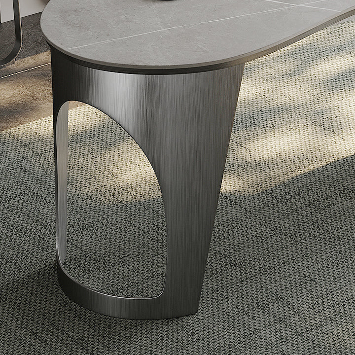 Irregular Shaped Modern Office Table Stone Writing Desk in Gold/Grey