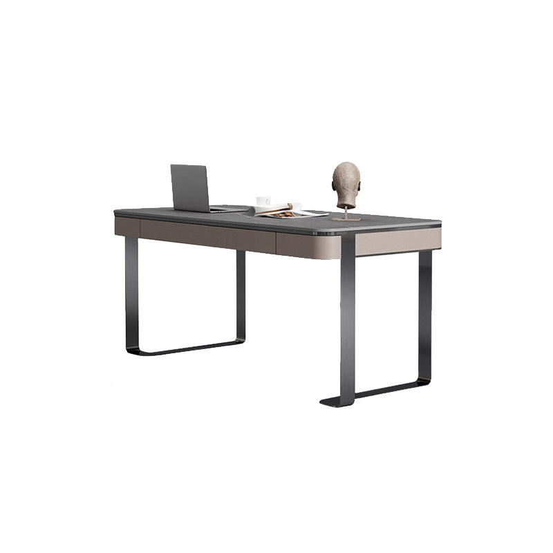 Rectangle Stone Top Office Desk with Double Pedestal Modern Style Writing Desk for Office