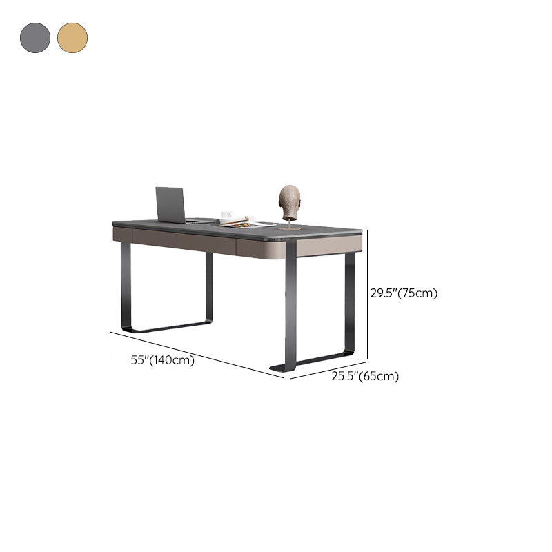 Rectangle Stone Top Office Desk with Double Pedestal Modern Style Writing Desk for Office