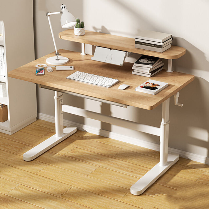 Natural Rectangular Writing Desk Modern Style Adjustable Office Desk