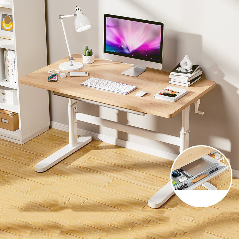 Natural Rectangular Writing Desk Modern Style Adjustable Office Desk