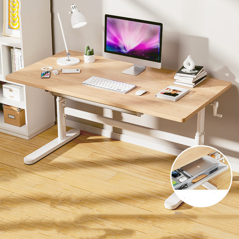 Natural Rectangular Writing Desk Modern Style Adjustable Office Desk