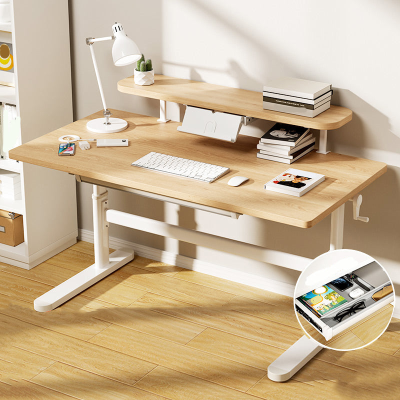 Natural Rectangular Writing Desk Modern Style Adjustable Office Desk