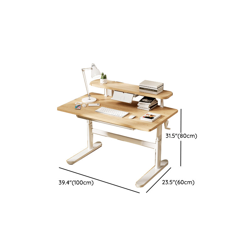 Natural Rectangular Writing Desk Modern Style Adjustable Office Desk