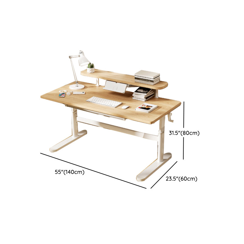 Natural Rectangular Writing Desk Modern Style Adjustable Office Desk