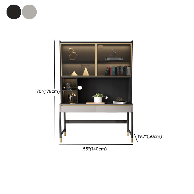 Rectangular Contemporary Office Desk Stone Task Desk with 4 Legs for Home