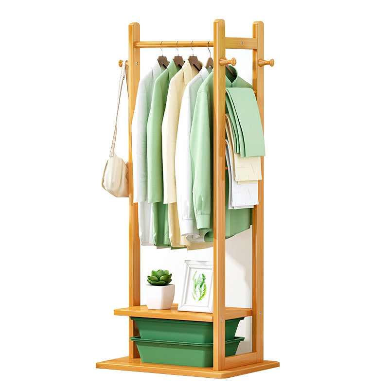 Modern Free Standing Coat Rack Wooden Clothes Hanger for Living Room