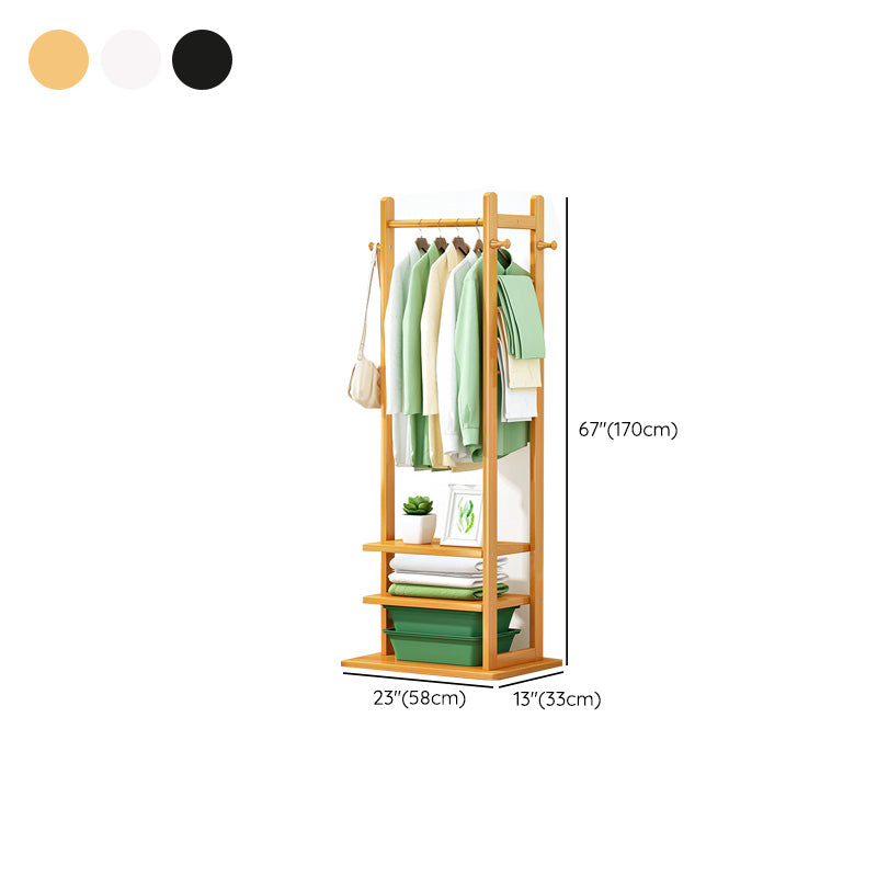 Modern Free Standing Coat Rack Wooden Clothes Hanger for Living Room